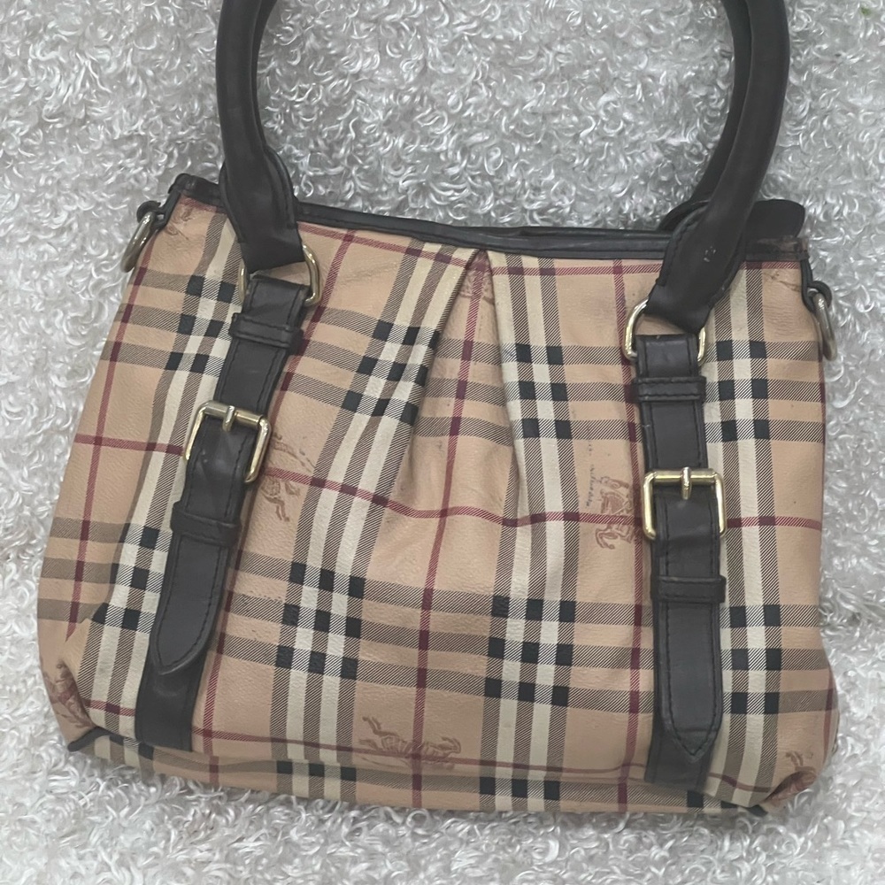 Burberry Northfield Convertible Haymarket Brown Canvas Tote - Picture 4 of 16